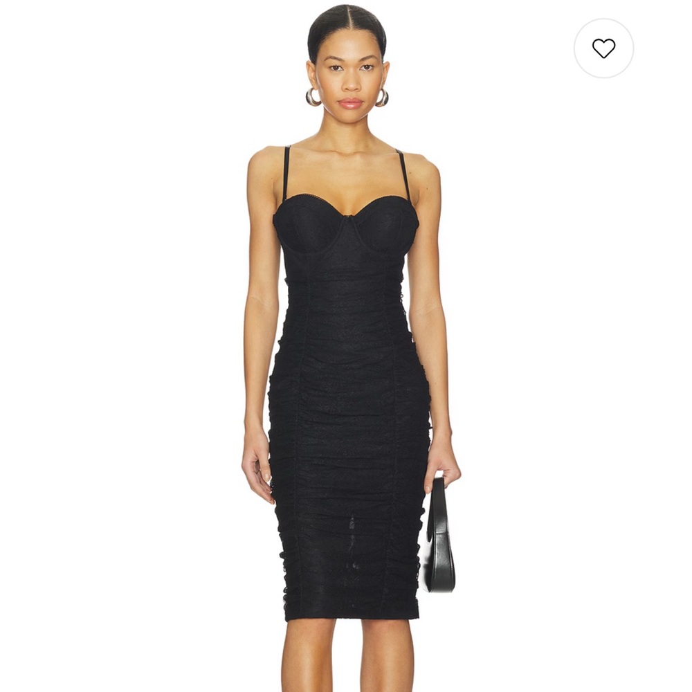 L'AGENCE Senna Lace Bustier Midi Dress in Black // Size Medium - Picture 1 of 5
